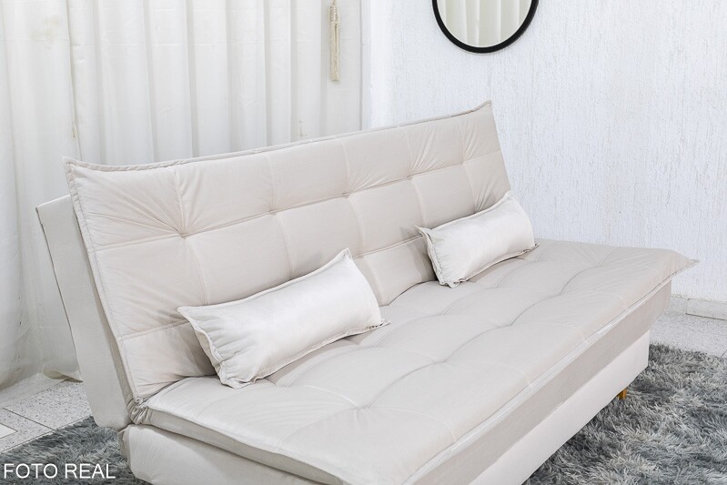 Sofá Cama Premium Larg. 1.80m Veludo Bege 2269 - Imagem 4