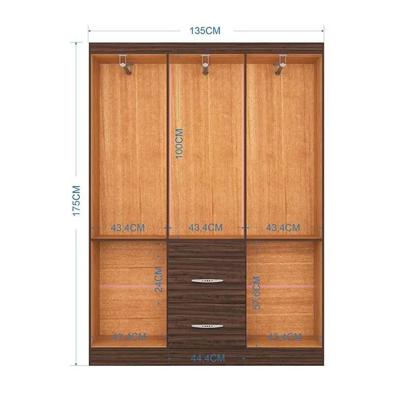 Guarda-Roupa Casal Milão 6 Portas 2 Gavetas C/Pés Larg. 1.35m Chocolate Poquema - Imagem 2