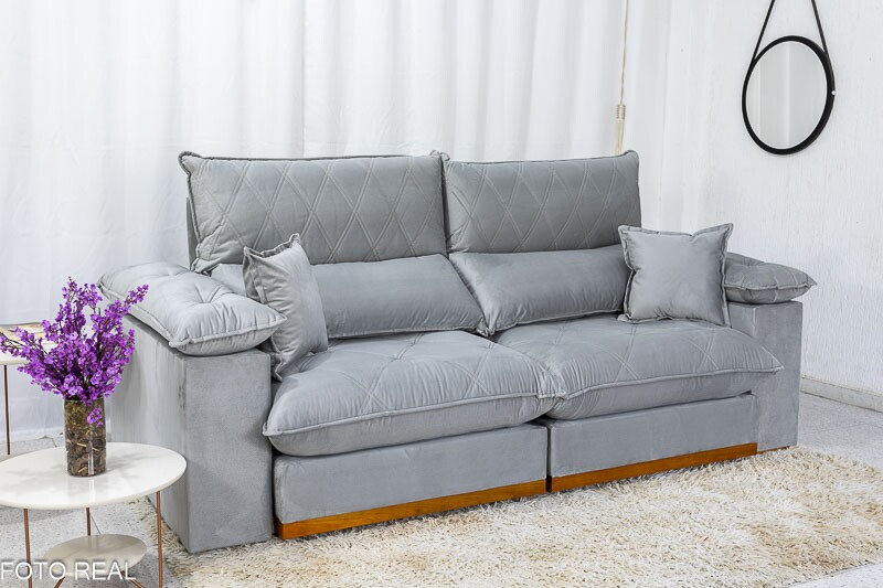 Sofá Retrátil Reclinável 2.30m Magnum Veludo Prata 823 - Molas Ensacadas - Imagem 3