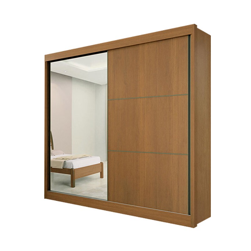 Guarda-Roupa Casal 2 Portas Titanium c/1Espelho MDF Cinamomo/Off Larg. 2.20m D Doro - Imagem 4