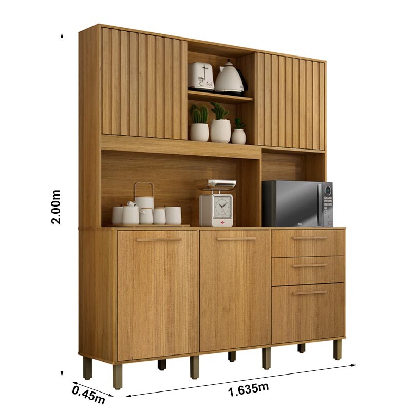 Armário Cozinha Diamante 5 Portas 2 Gavetas Larg. 1.63m Cinamomo - Valdemoveis - Imagem 3