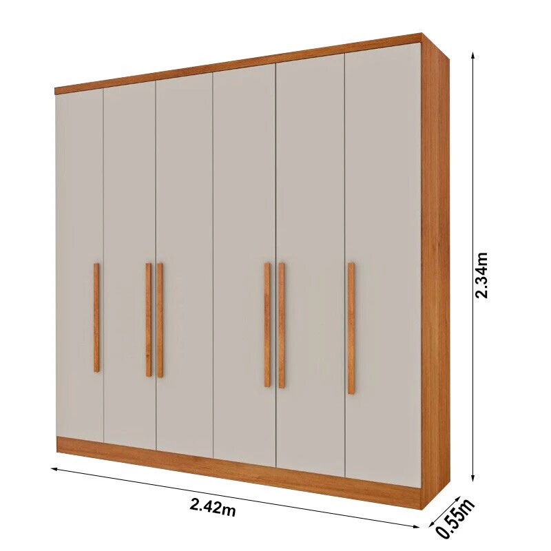 Guarda-Roupa Casal 6 Portas 4 Gavetas Veneza Larg. 2.39m Cinamomo/Off Tcil - Imagem 3