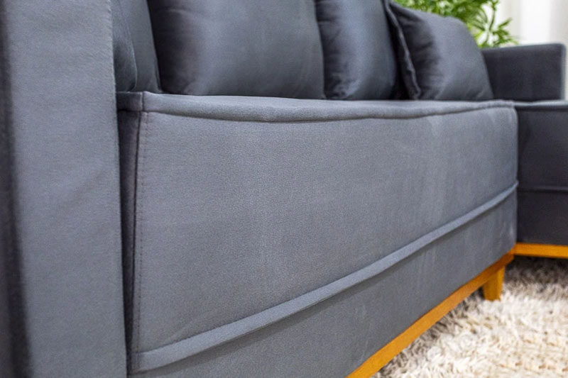 Sofá 3 Lug. Com Chaise Lado Esquerdo Milão Larg. 2.30m Veludo Cinza 814 - Molas Ensacadas - Imagem 4