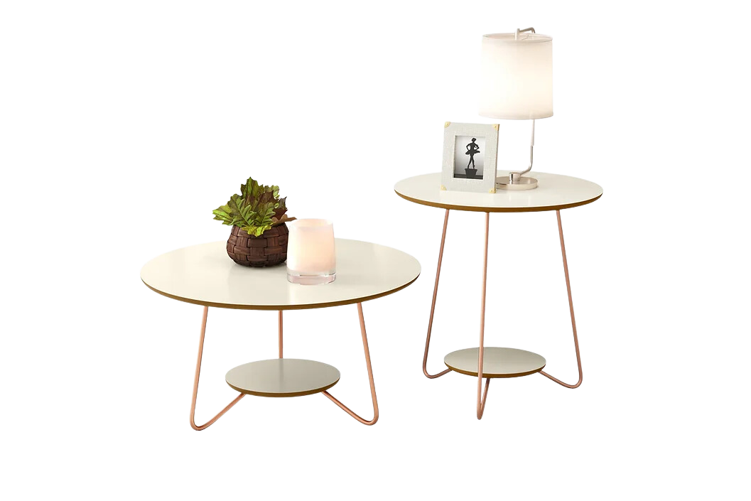 Conjunto de Mesas Liz Off White/Freijó – EJ MÓVEIS - Imagem 2