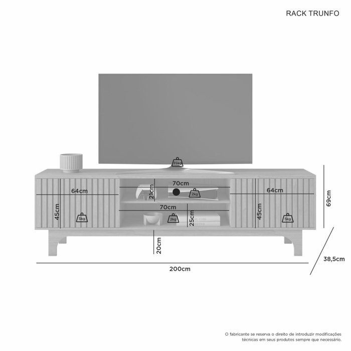 Rack até 70" Trunfo Cinamono - JCM MOVELARIA - Imagem 4