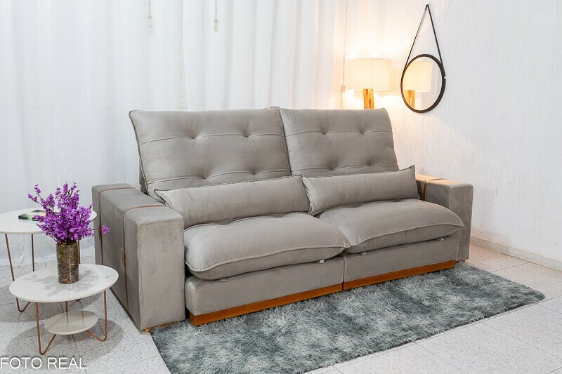 Sofá Retrátil Reclinável Toronto Veludo Avelã 4052 Larg. 2.50m - Molas Ensacadas - Imagem 6