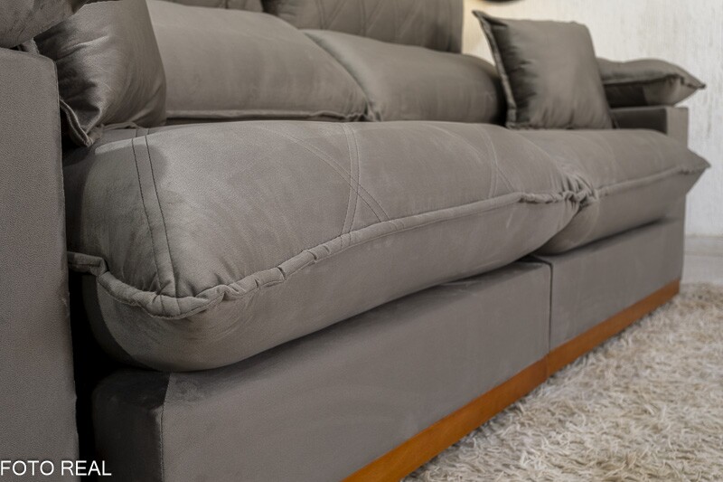 Sofá Retrátil Reclinável 2.50m Magnum Veludo Cinza 813 - Molas Ensacadas - Imagem 7