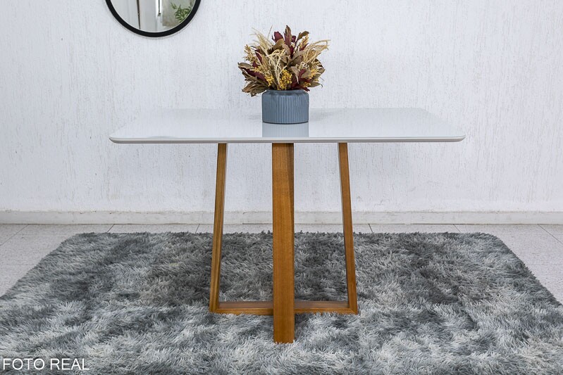 Mesa de Jantar Pedro Mel Vidro Off 120×80 4 Cadeiras Lisboa Veludo Preto 504 Madeira Maciça Art Assento - Entregue Montada - Imagem 6