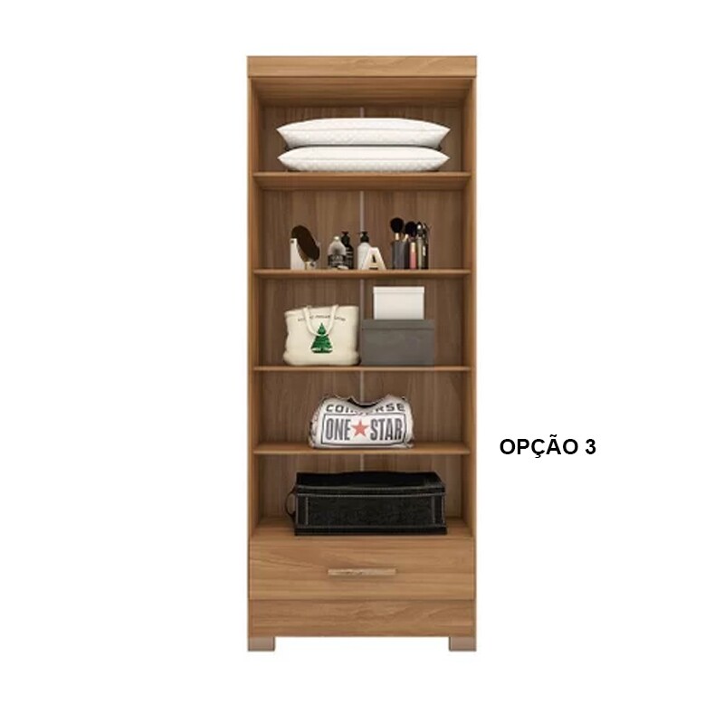 Guarda-Roupa Solteiro Solteiro Smart Plus 2 Portas 1 Gaveta Larg. 0.85m (GR2123) Cinamomo/Off Com Pés Rodial Móveis - Imagem 5