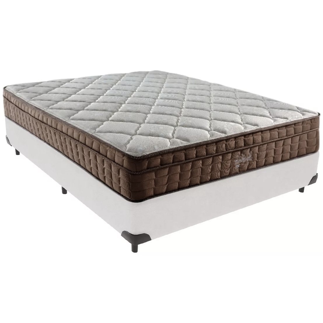 Colchão Casal Star One D28/AG D70 + Base Box Simples Corino Branco – ANJOS COLCHÕES + ALTO NÍVEL CAMAS E COLCHÕES