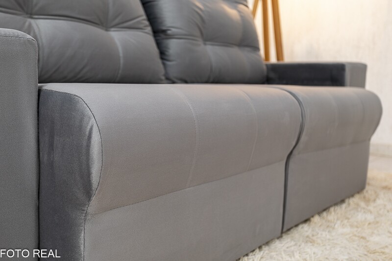Sofá Retrátil e Reclinável Belém 1.90m Veludo Cinza 814 - Imagem 7
