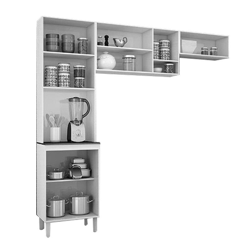 Cozinha Compacta 8 Portas Isadora Larg. 2.02m Branco Poquema - Imagem 2