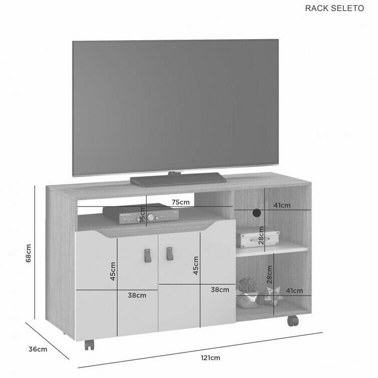 Rack Seleto para TV até 49 Polegadas Cinamomo/Off JCM - Imagem 3