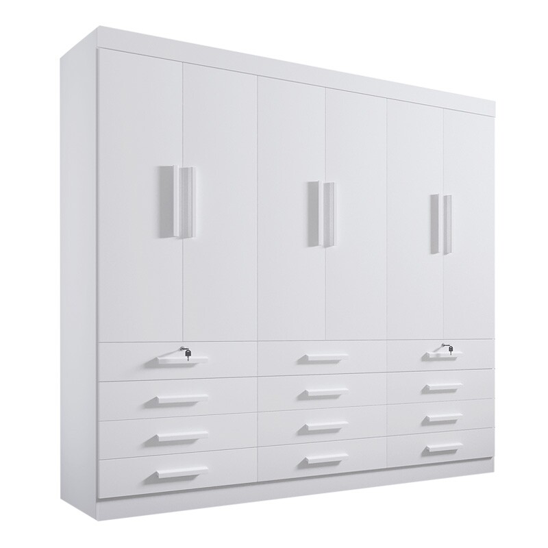 Guarda-Roupa Casal Mônaco 6 Portas 12 Gavetas Branco Larg. 2.40m D Doro