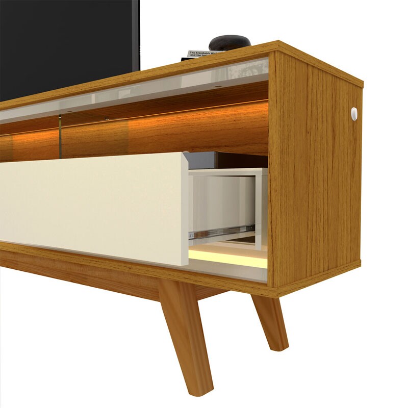 Painel Nobre TV até 85 Polegadas Larg. 2.30m + Rack Requinte Larg. 2.12m C/LED Naturale/Off Gelius - Imagem 5