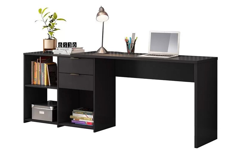 Mesa Office NT 2060 Com 2 Gavetas Preto Notável - Imagem 2