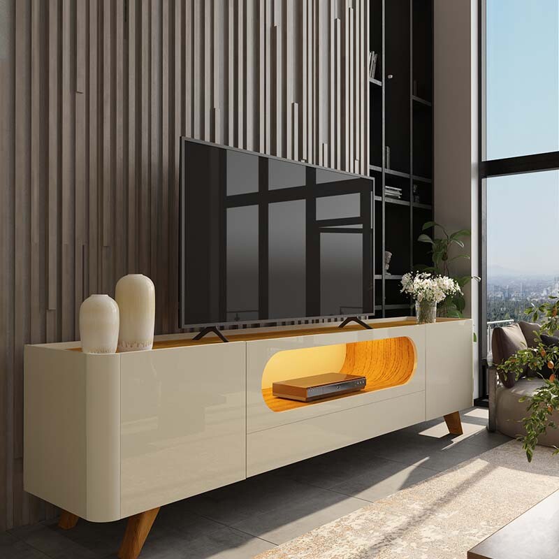 Rack Bancada Nobre Larg.2.10m TV até 70" Off/Naturale Gelius