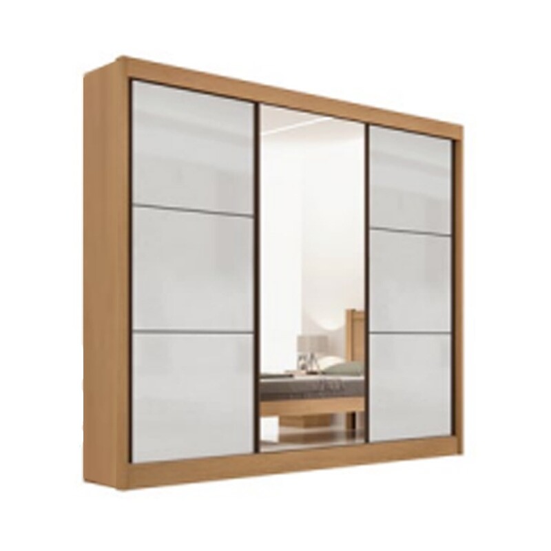 Guarda-Roupa Casal 3 Portas 6 Gavetas Cristal 100% MDF Cinamomo/Off White Larg. 2.42m Flex D Doro - Imagem 3