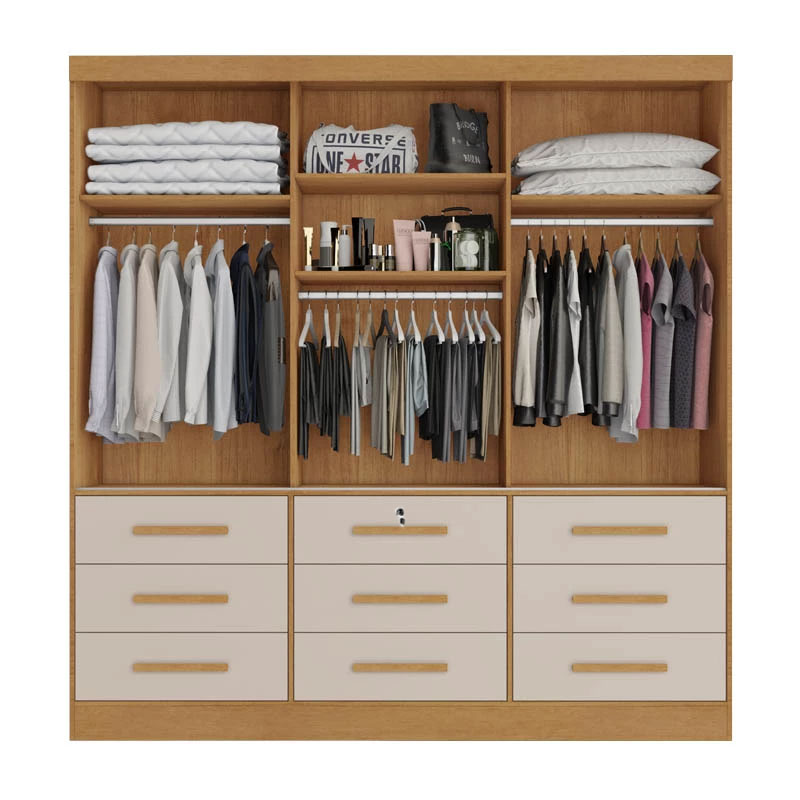 Guarda-Roupa Casal 3 Portas Turim Larg. 2.11 Nature/Off White Bianchi - Imagem 2