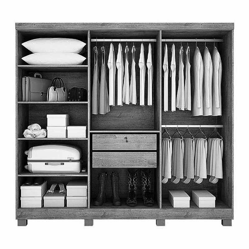 Guarda-Roupa Casal 6 Portas Larg. 1.80m Sergipe Nature/Off White Com Pés Bianchi - Imagem 2