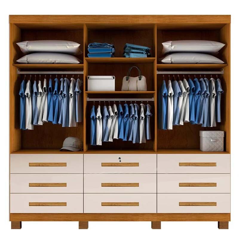 Guarda-Roupa Casal Athenas C/Espelho 3 Pts 9 Gav Nature/Off Larg. 1.80m C/Pés Bianchi + Cama Box Casal Ortopédico D33 Rondoconfort Rondomóveis - Imagem 3