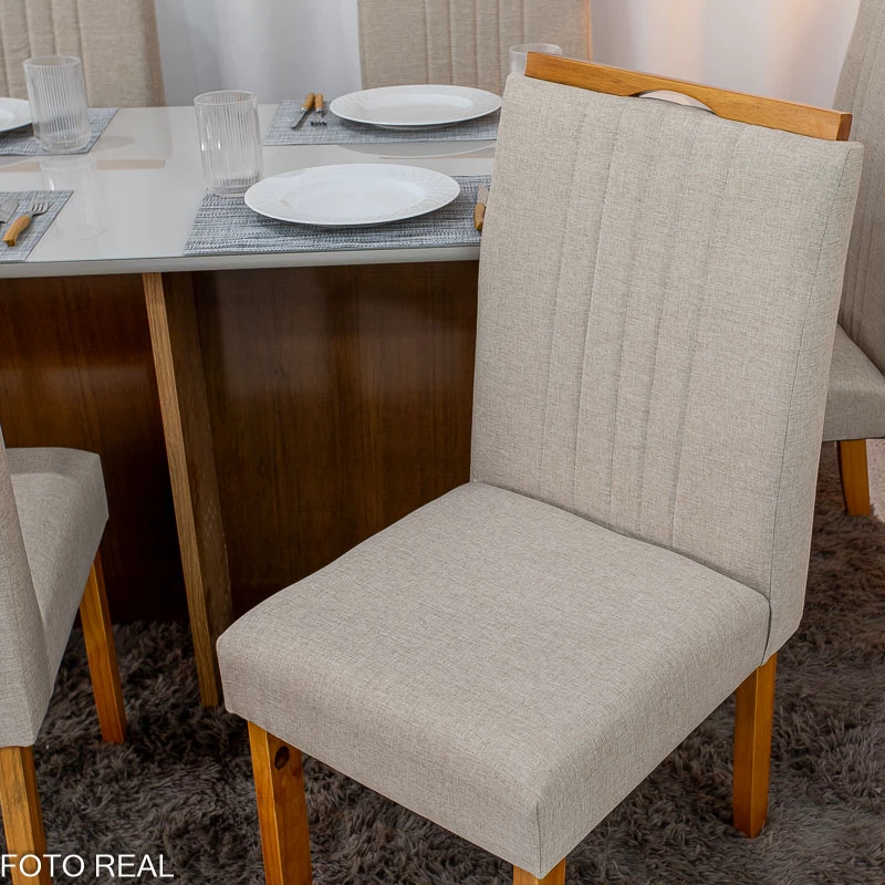 Mesa de Jantar Moscou 160x80 Vidro Off/Base Cinamomo + 6 Cad. Londres Veludo Avelã Madeira Minas Plac - Entregue Montada - Imagem 8