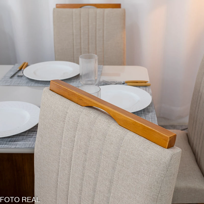 Mesa de Jantar Moscou 160x80 Vidro Off/Base Cinamomo + 6 Cad. Londres Veludo Avelã Madeira Minas Plac - Entregue Montada - Imagem 9